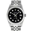 Image 2 : Rolex Men's Stainless Steel Black Diamond 36MM Datejust Wristwatch