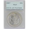 Image 1 : 1887 $1 Morgan Silver Dollar Coin PCGS MS63 Green Rattler
