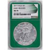 Image 1 : 2017 $1 American Silver Eagle Coin NGC MS70 Early Releases Green Core