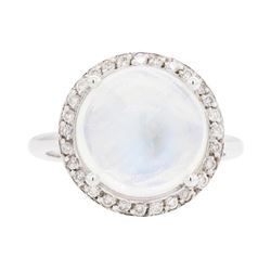 14KT White Gold Lady's 6.93 ctw Moonstone and Diamond Ring