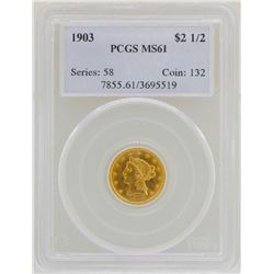 1903 $2 1/2 Liberty Head Quarter Eagle Gold Coin PCGS MS61