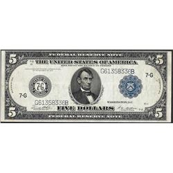 1914 $5 Federal Reserve Note Chicago