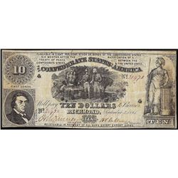 1861 $10 Confederate States of America Note