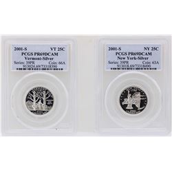 Lot of (2) 2001-S State Quarter Silver Coins PCGS PR69DCAM