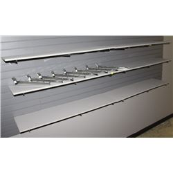 LOT OF SHELVING AND BRACKETS FOR SLOT WALL
