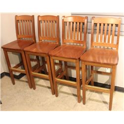 LOT OF 4 WOODEN BAR STOOLS