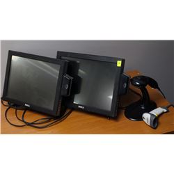 LOT OF 2 DELL POS SYSTEMS AND 2 BARCODE SCANNERS
