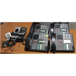 LOT OF 4 OFFICE PHONES WITH 5 CORDLESS PHONES