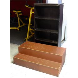 4-TIER BOOKSHELF AND WOOD STEP-UP PLATFORM