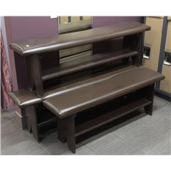LOT OF 3 BROWN LEATHERETTE BENCHES