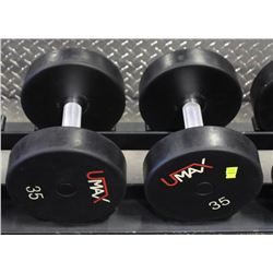 PAIR OF 35LB UMAX DUMBBELLS