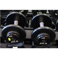 PAIR OF 22.5LB IGX DUMBBELLS