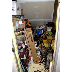 CONTENTS OF 2 CLOSETS INCLUDING PROJECTOR SCREEN,