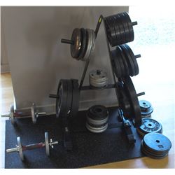 WEIGHT TREE WITH WEIGHTS AND DUMBBELLS