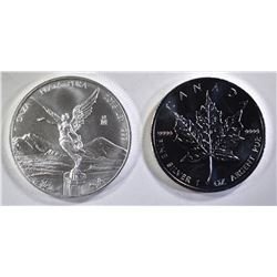 LOT OF 2: 2013 5 DOLLARS CANADIAN SILVER 1 OZ .999