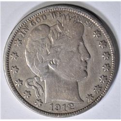 1912-S BARBER HALF DOLLAR ABOUT XF