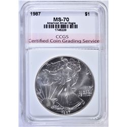 1987 AMERICAN SILVER EAGLE CCGS PERFECT