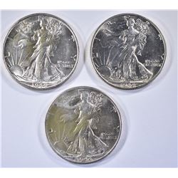 3 - 1944-S WALKING LIBERTY HALF DOLLARS