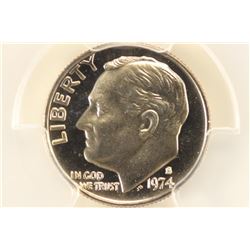 1974-S ROOSEVELT DIME PCGS PR69 DCAM