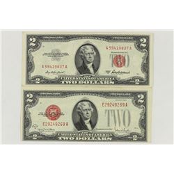 1928-G & 1953-A $2 US NOTES RED SEALS