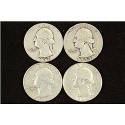 1952-S,53-D,63-D & 64-D WASHINGTON SILVER QUARTERS