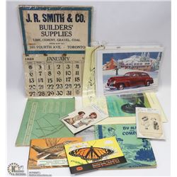 BOX WITH 1924 CALENDAR - OLD CAR ADVERTISEMENTS