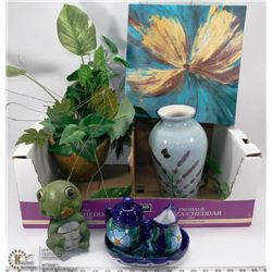 LOT OF HOME DECOR INCL BOBBLE TURTLE , VASE