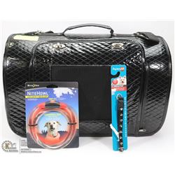 BLACK PLEATHER PET CARRIER