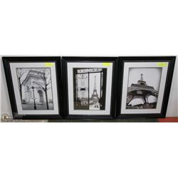 SET OF 3 SHOWHOME BLACK WOOD-FRAMED,