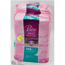 4 PACKS OF POISE PADS LEVEL 3 ABSORBENCY