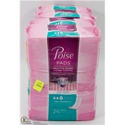 4 PACKS OF POISE PADS LEVEL 3 ABSORBENCY