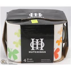 NEW 4PCS HUTCHINGS JADE PORCELAIN MUGS