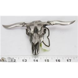 PEWTER HORNED BULL SKULL BELT BUCKLE