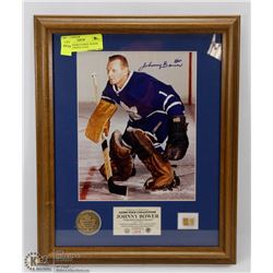 13"X16" FRAMED JOHNNY BOWER TORONTO MAPLE LEAFS