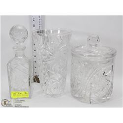 PINWHEEL CRYSTAL  DECANTER & ICE BUCKET