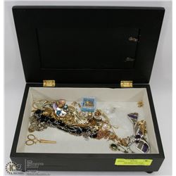 EMBOSSED JEWELRY BOX W/PICTURE FRAME LID COMES