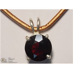 STERLING SILVER GARNET PENDANT WITH CORD