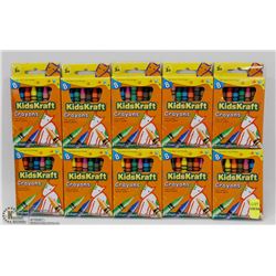 10 PACKS OF 8 KIDS KRAFT CRAYONS