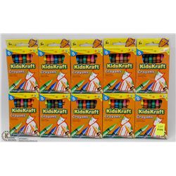 10 PACKS OF 8 KIDS KRAFT CRAYONS