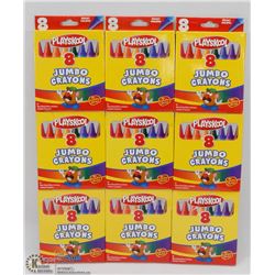 9 PACKS OF 8 JUMBO PLAYSKOOL CRAYONS
