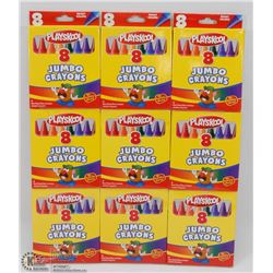 9 PACKS OF 8 JUMBO PLAYSKOOL CRAYONS