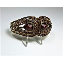 11) GOLD TONE CLEAR & AMBER CRYSTAL