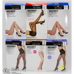 LOT OF 6 SECRET COLLECTION PANTYHOSE