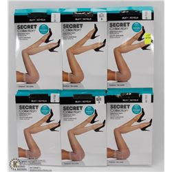 LOT OF 6 SECRET COLLECTION PANTYHOSE