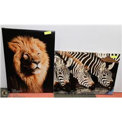 SET OF 2 CANVAS AFRICAN WILDLIFE PICTURES -