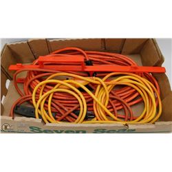 FLAT OF 2 LARGE OUTDOOR EXTENSION CORDS AND CORD