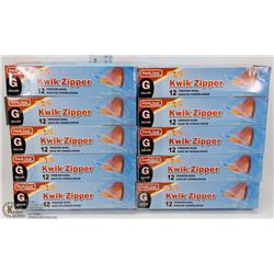LOT OF 10 KWIK  ZIPPER FREEZER BAGS