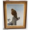 Image 1 : SCHOENBERGER OIL PAINTING OF OWL , VINTAGE FRAMED