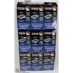 LOT OF 9 PAWS CAT LITTER LINER BAGS