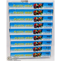 9 ROLLS OF CLEAR PLASTIC WRAP